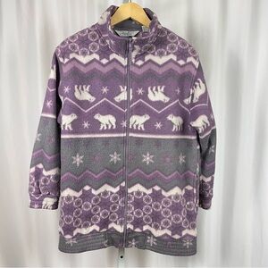 Haband 80s Vintage Fleece Medium Polar Bear Snowflake Warm Jacket Alaska Outdoor